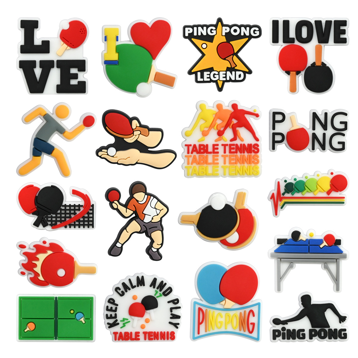 Table Tennis Kit Bag - Lot de 18 breloques pour chaussures